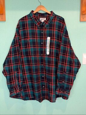 NWT Duluth Trading Co Men's Free Swingin' Flannel Relaxed Fit Shirt. Size 5XL.